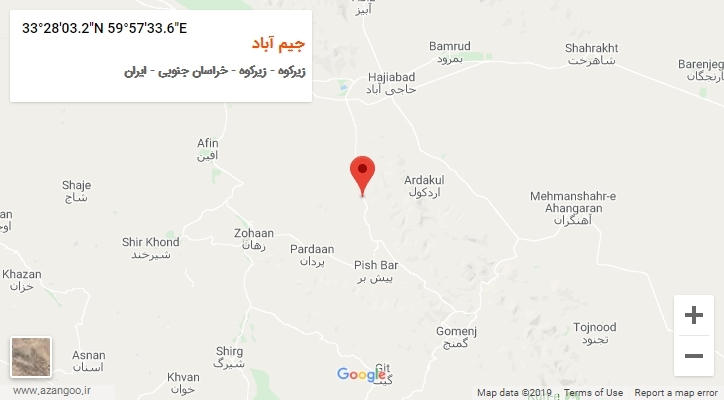 روستای جیم آباد بر روی نقشه