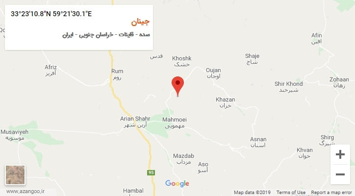 روستای جینان بر روی نقشه