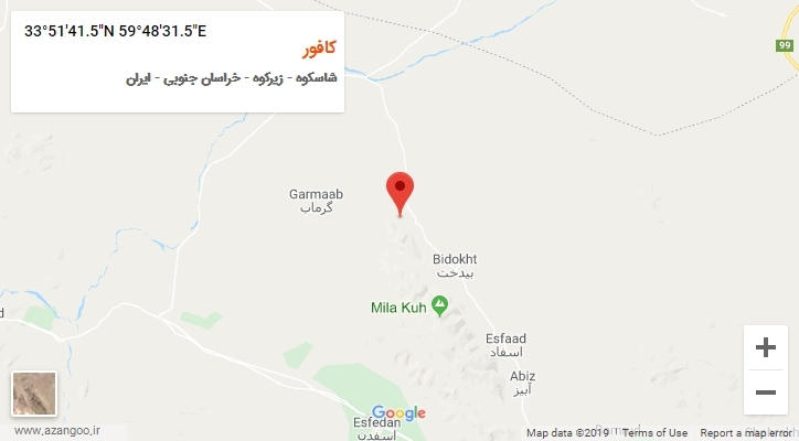 روستای کافور بر روی نقشه