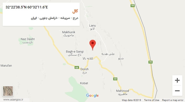 روستای کال بر روی نقشه