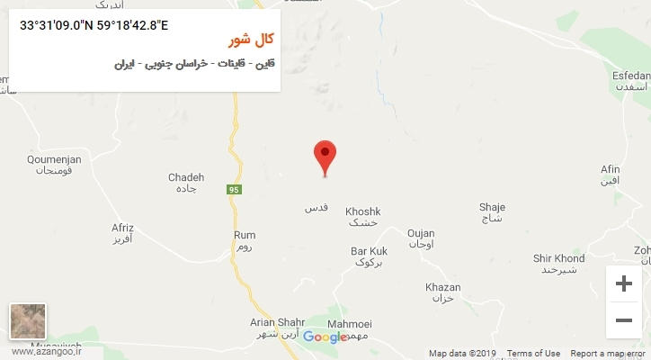 روستای کال شور بر روی نقشه