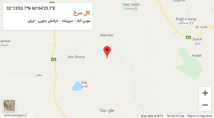 روستای کال سرخ بر روی نقشه