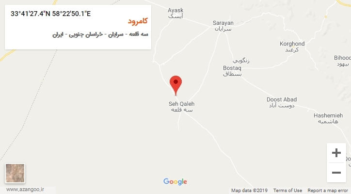 روستای کامرود بر روی نقشه