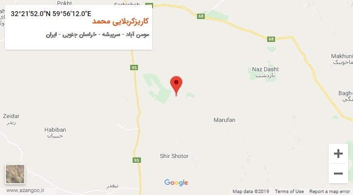 روستای کاریزکربلایی محمد بر روی نقشه