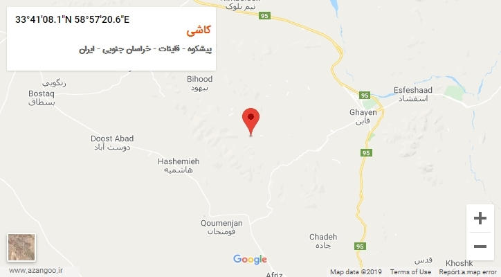روستای کاشی بر روی نقشه