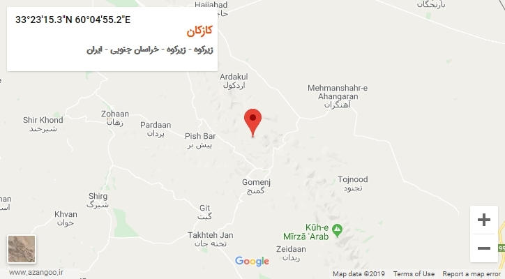 روستای کازکان بر روی نقشه