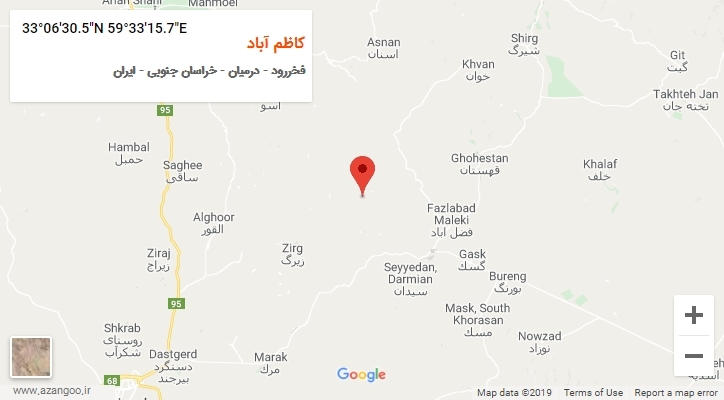 روستای کاظم آباد بر روی نقشه