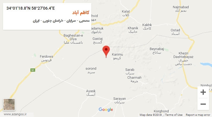 روستای کاظم آباد بر روی نقشه