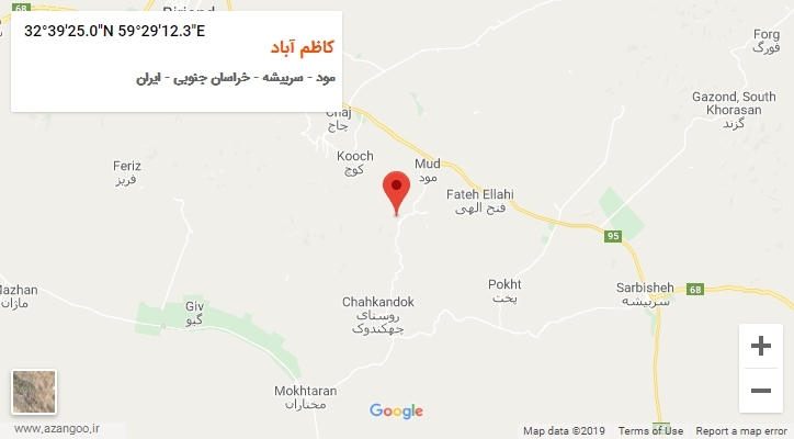 روستای کاظم آباد بر روی نقشه