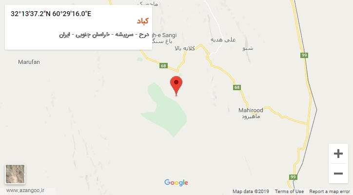 روستای کباد بر روی نقشه