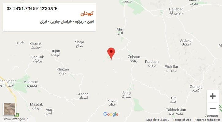 روستای کبودان بر روی نقشه
