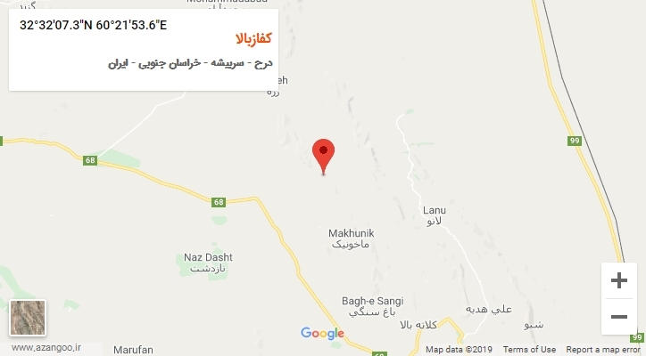 روستای کفازبالا بر روی نقشه