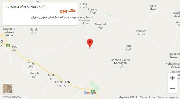 روستای خاک بلوچ بر روی نقشه