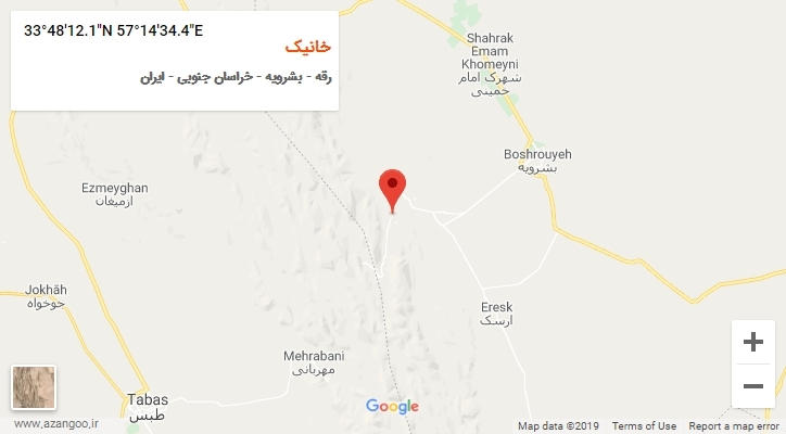 روستای خانیک بر روی نقشه