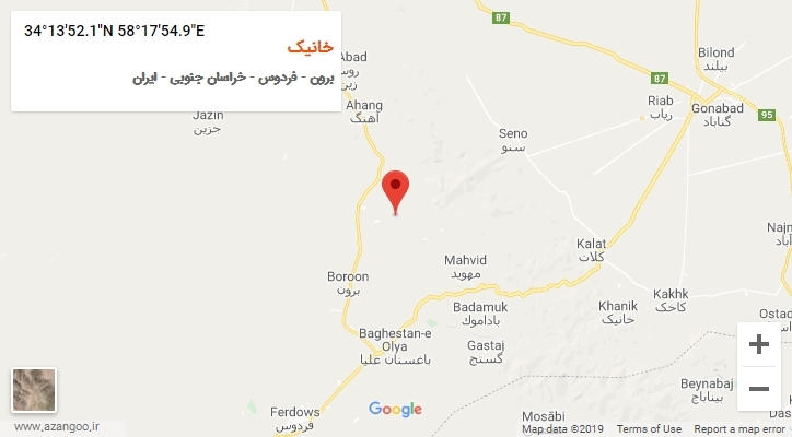 روستای خانیک بر روی نقشه