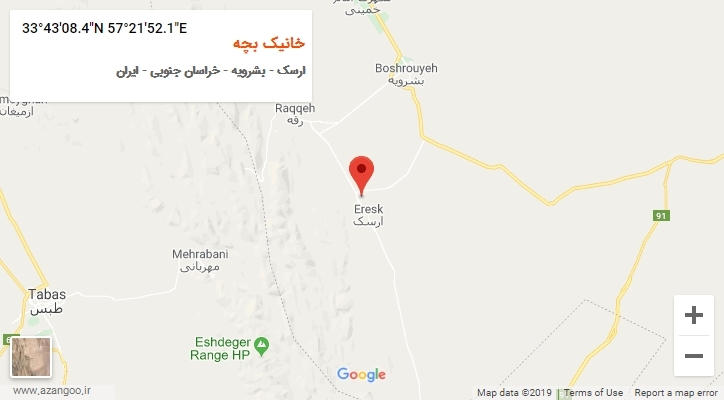 روستای خانیک بچه بر روی نقشه