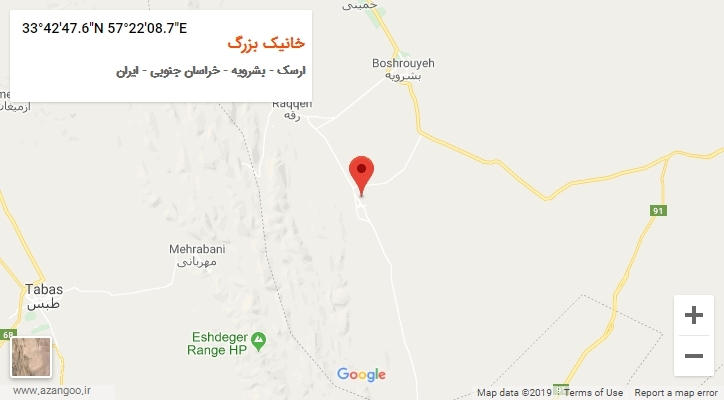 روستای خانیک بزرگ بر روی نقشه