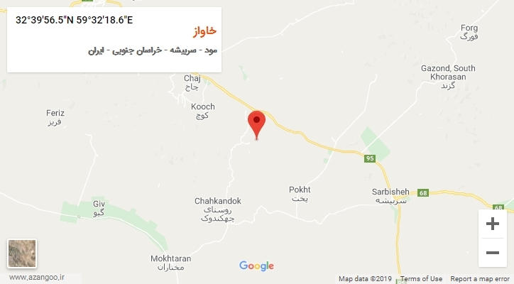 روستای خاواز بر روی نقشه