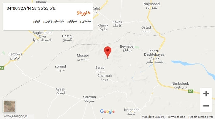 روستای خاوربالا بر روی نقشه