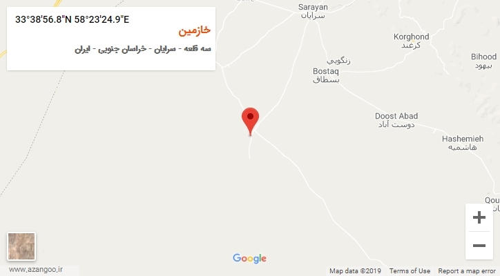 روستای خازمین بر روی نقشه