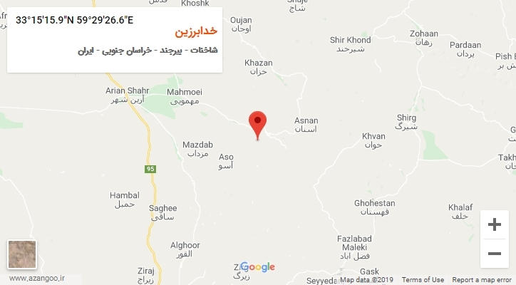 روستای خدابرزین بر روی نقشه
