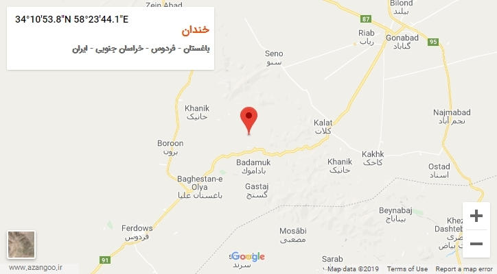 روستای خندان بر روی نقشه
