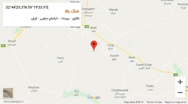 روستای خنگ بالا بر روی نقشه