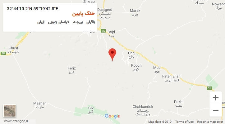 روستای خنگ پایین بر روی نقشه