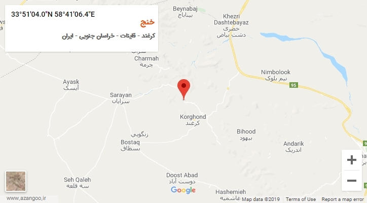 روستای خنج بر روی نقشه