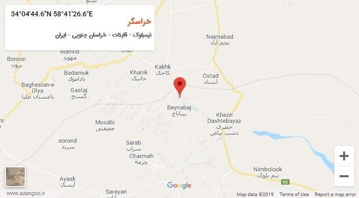 روستای خراسگر بر روی نقشه