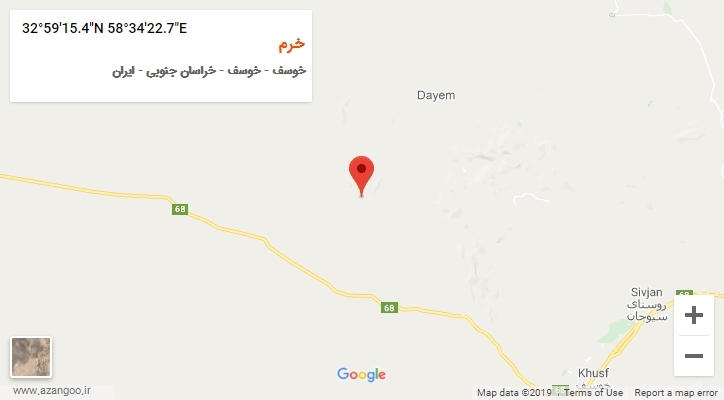 روستای خرم بر روی نقشه