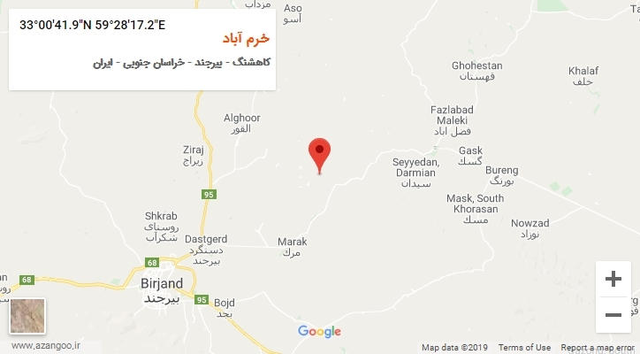 روستای خرم آباد بر روی نقشه