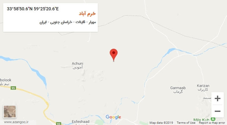 روستای خرم آباد بر روی نقشه