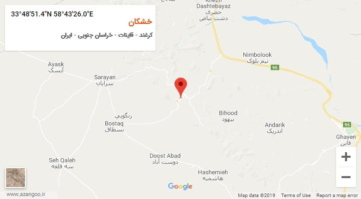 روستای خشکان بر روی نقشه