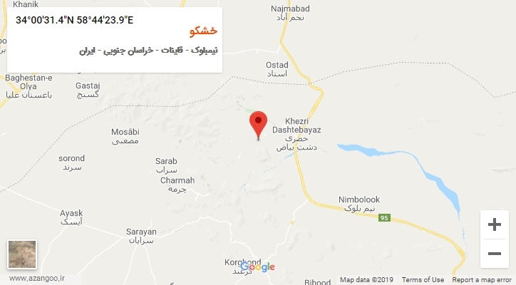 روستای خشکو بر روی نقشه