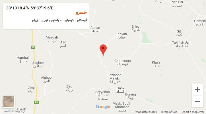 روستای خسرو بر روی نقشه