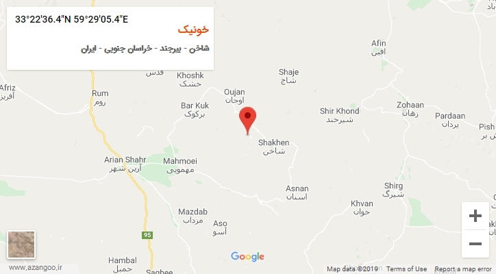 روستای خونیک بر روی نقشه