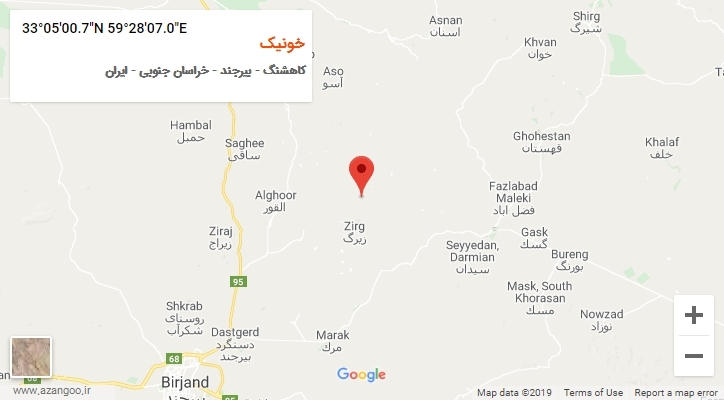روستای خونیک بر روی نقشه