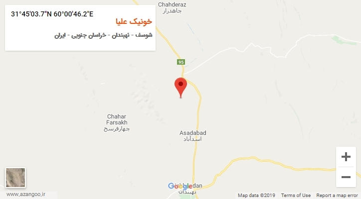 روستای خونیک علیا بر روی نقشه