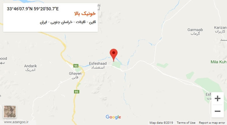 روستای خونیک بالا بر روی نقشه