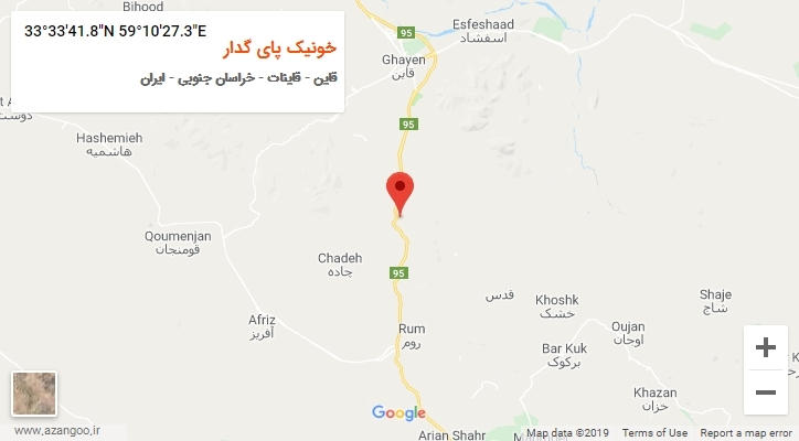 روستای خونیک پای گدار بر روی نقشه