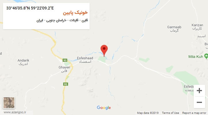 روستای خونیک پایین بر روی نقشه
