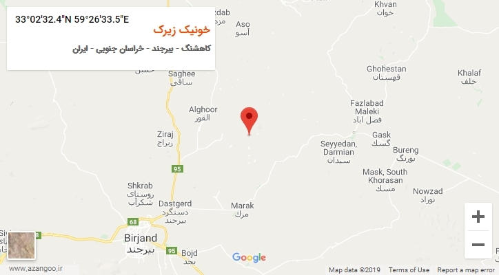 روستای خونیک زیرک بر روی نقشه