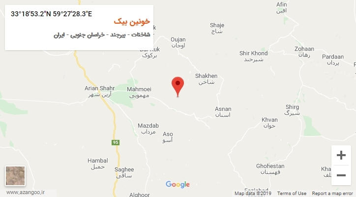 روستای خونین بیک بر روی نقشه