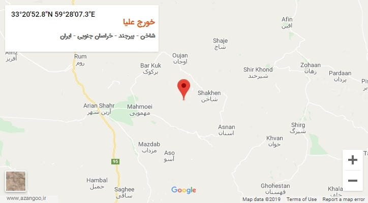 روستای خورج علیا بر روی نقشه