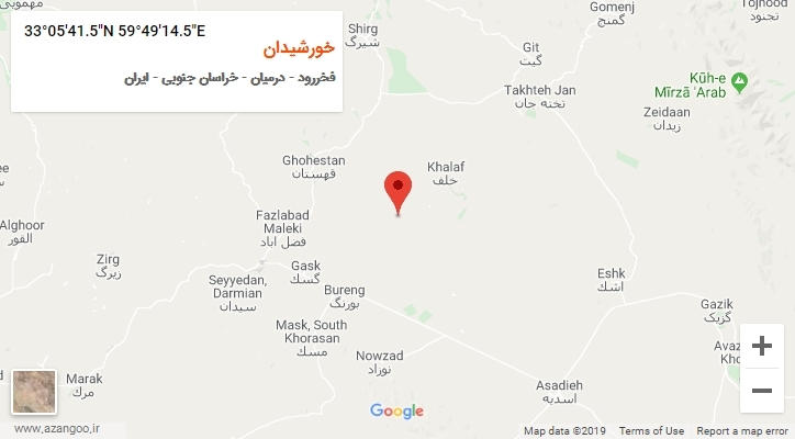 روستای خورشیدان بر روی نقشه