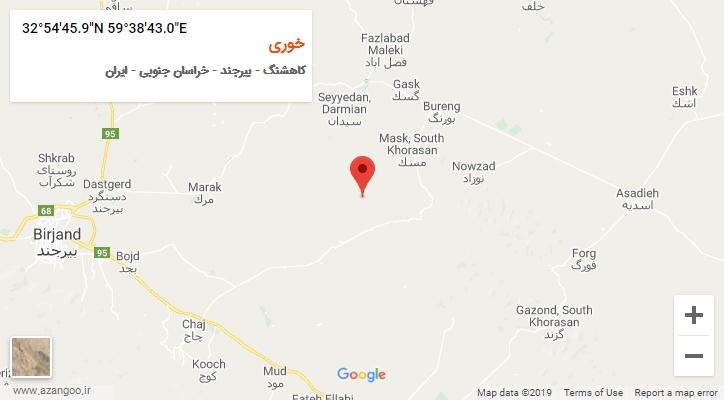 روستای خوری بر روی نقشه
