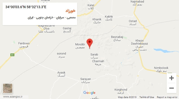 روستای خورزاد بر روی نقشه