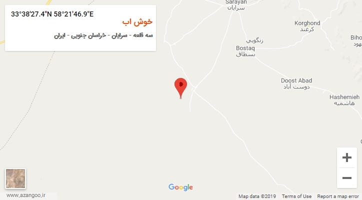 روستای خوش اب بر روی نقشه