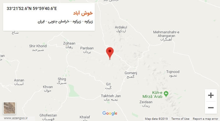 روستای خوش آباد بر روی نقشه